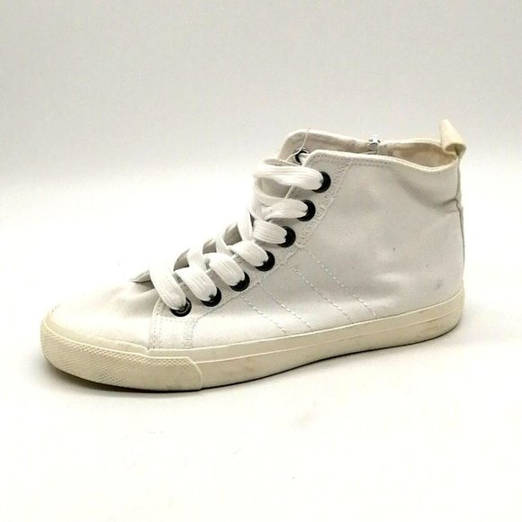 Maurices Womens Sneaker Sunny High Top White Lace Up‎ Walking Shoe Side Zip 8 - Picture 1 of 9